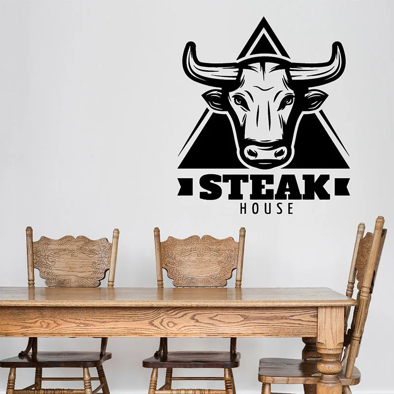 Вывеска логотип наклейка на стену голова быка свежая ГОВЯЖЬЯ дверь окно