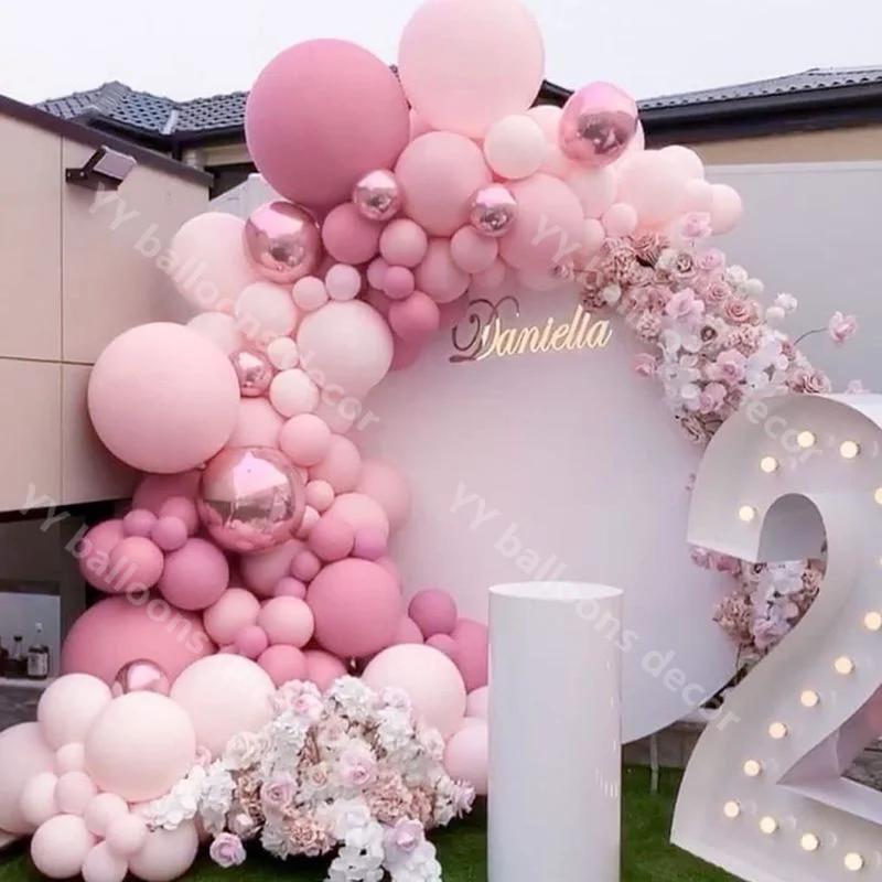 

4D Rose Gold Latex Balloons Set BABY Shower Macaron Baby Pink Balloon Garland Arch Kit Chrome Wedding Birthday Party Globos