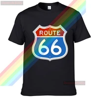 route 66 popular red and blue logo men women summer 100 cotton black tees male newest top popular normal tee shirts unisex