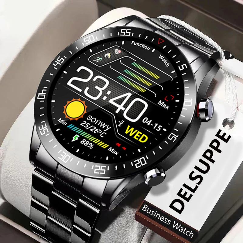

2021 New Steel Band Smart Watch Men Sport Activity Fitness Heart Rate Monitoring Waterproof Music Smartwatch For Android IOS