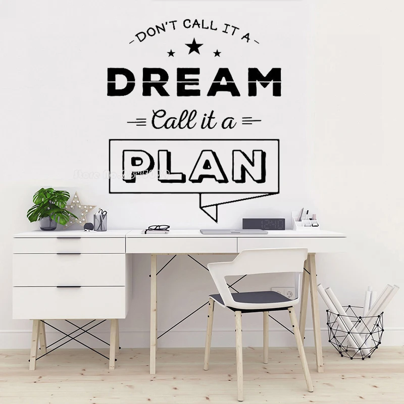 Dream план слова офиса Наклейка на стену в команде Настенная с надписью