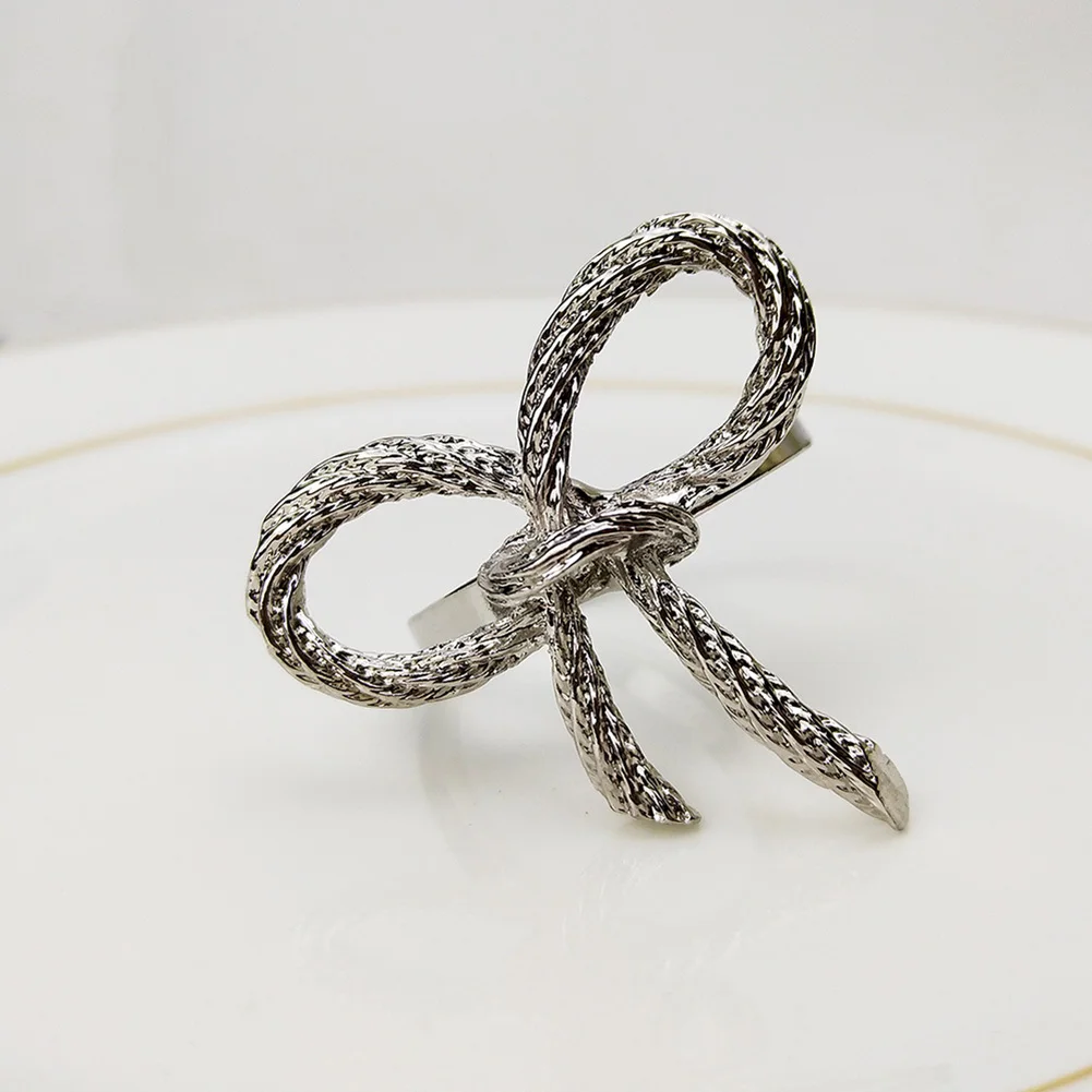 Простая Пряжка для салфеток Золотой бант кольцо из цинкового сплава тканевое