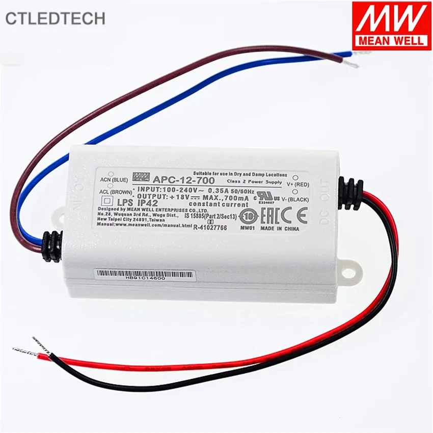 Mean Well APC-12-350 APC-12-700 9-36V350mA 700mA Constant Current LED Driver Class 2 Supply Unit For 12W Ceiling Light | Освещение