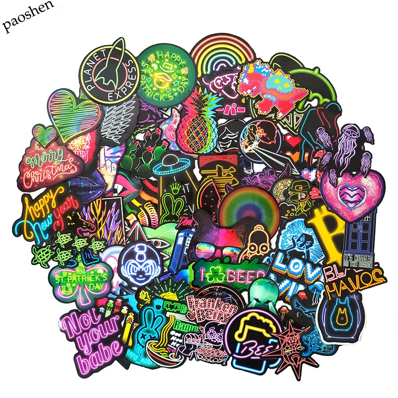 75 шт. неоновая наклейка аниме икона животные персонаж Милая Наклейка детский