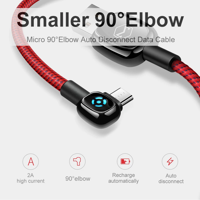 Mcdodo Micro USB кабель 2A Быстрая зарядка для samsung huawei Xiaomi автоматическое отключение данных USB кабель Andriod телефон светодиодный Micro USB кабель