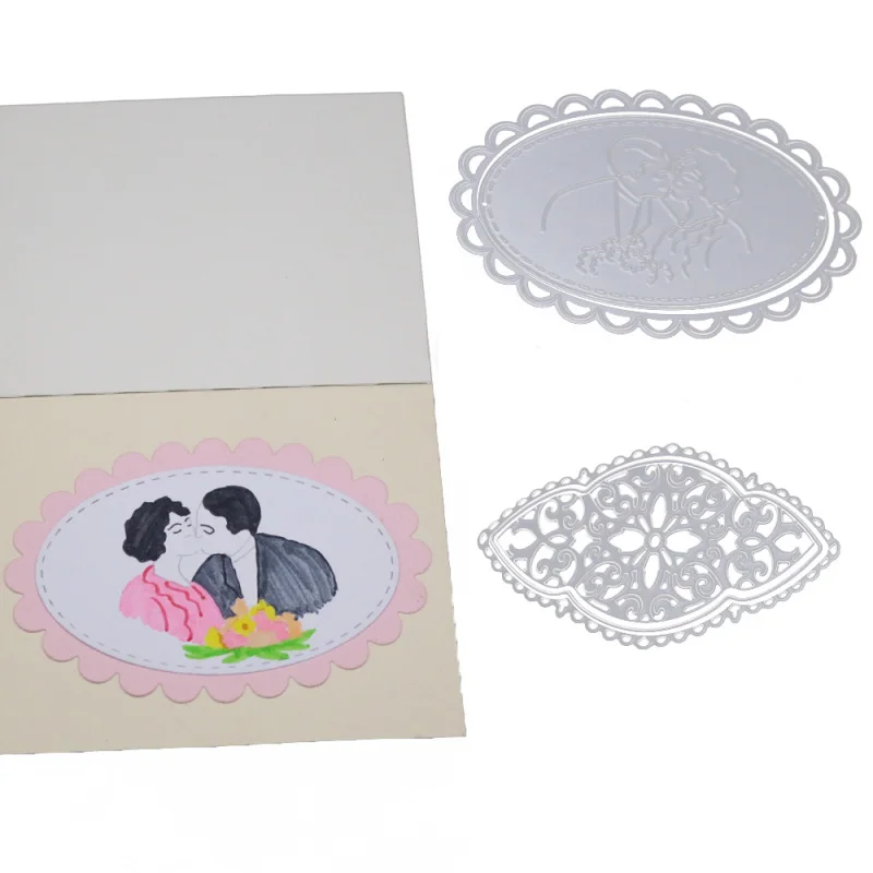 2020 металлические Вырубные штампы в овальной рамке вырезанные для украшения пары