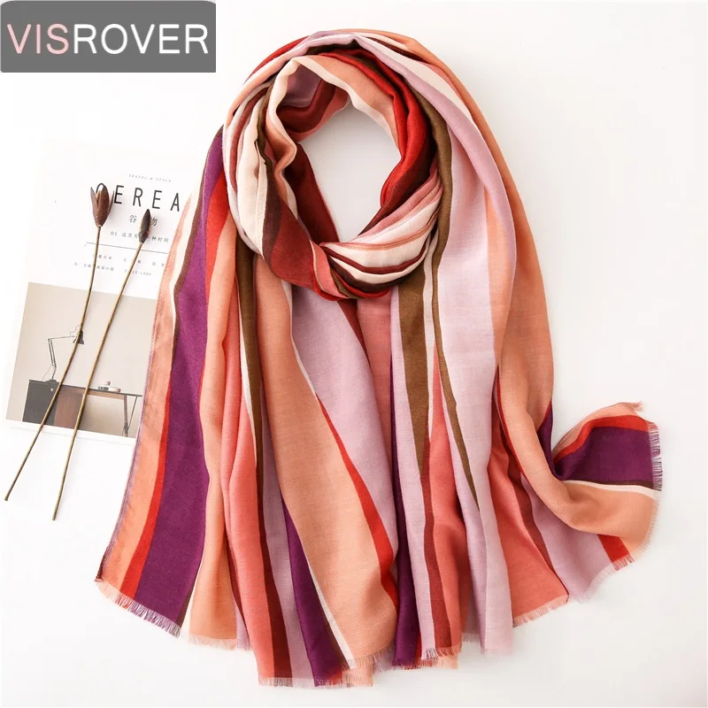 Пляжные шарфы Visrover роскошные брендовые разноцветные женские в полоску модные