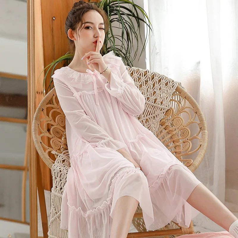 Женские мягкие элегантные длинные ночные рубашки женское милое платье принцессы