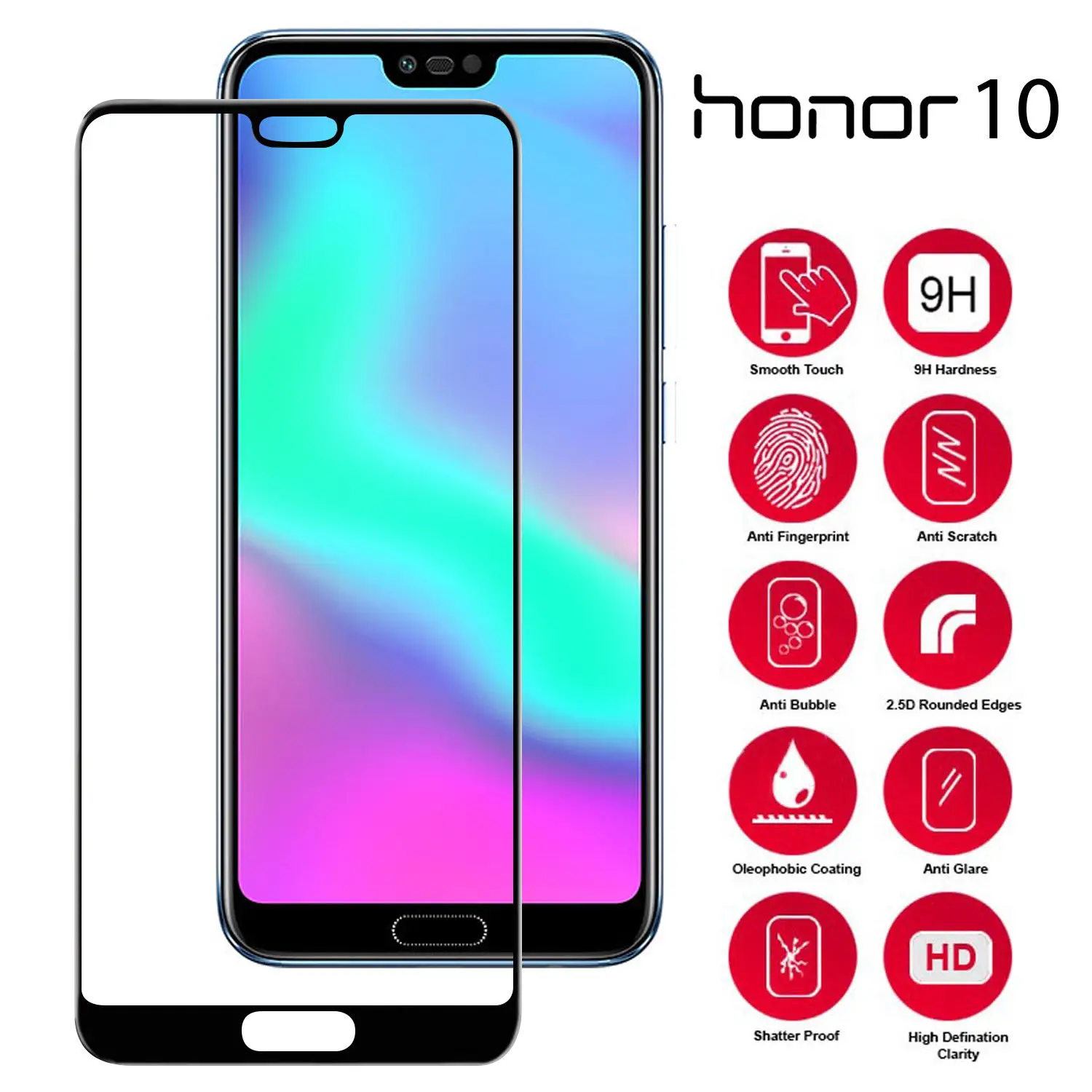 Закаленное стекло для Huawei Honor 10 с полным покрытием защитная пленка экрана