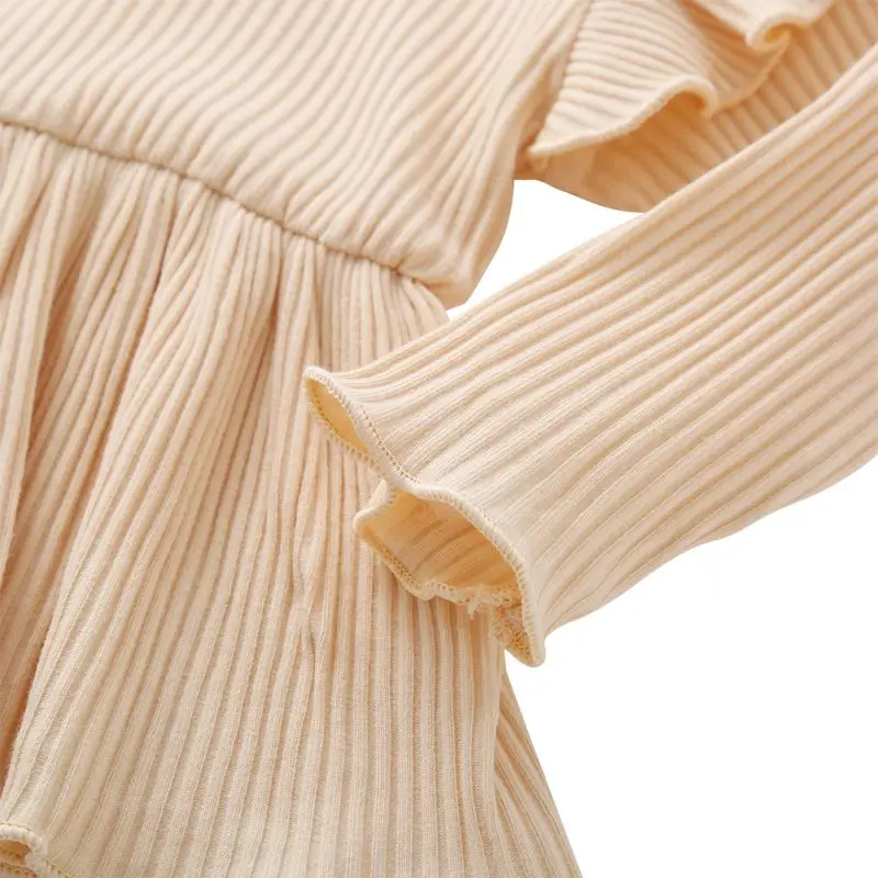 

Baby Kids Clothes Set Autumn Solid Color Pit Strip Tops Baby Children Ruffled Fly-sleeved Top Trousers