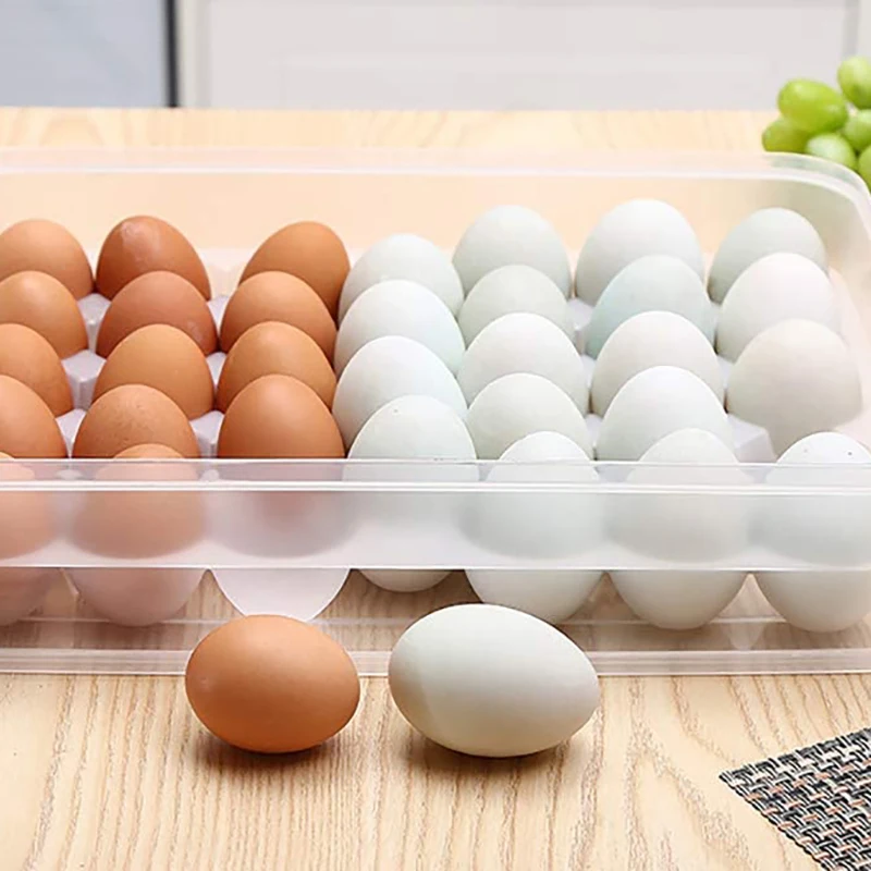 

34 Grid Egg Storage Box Food Container Egg Refrigerator Storage Box Kitchen Transparent Box Egg Box Shelf, 2 PACK