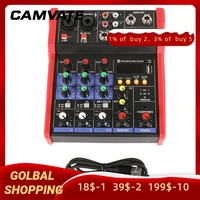 sound card audio mixer sound board console system with 4 channel interface digital usb mp3 computer input 48v phantom power