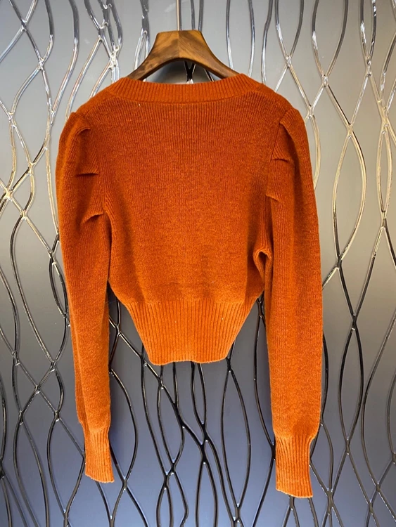 

2020 autumn and winter new women's V-neck solid color decorative buttons long-sleeved all-match cardigan sweater 1101