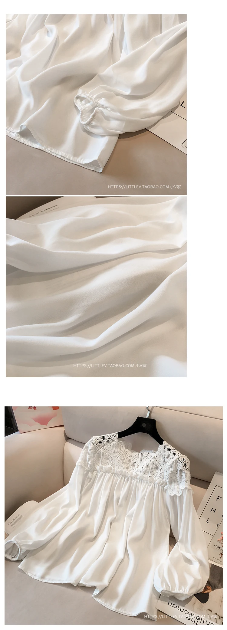 

Women's Blouses Solid Splicing Top Fashion Blouse Lace Collar Comfortable Summer Korean Shirt New Long Sleeve Houthion