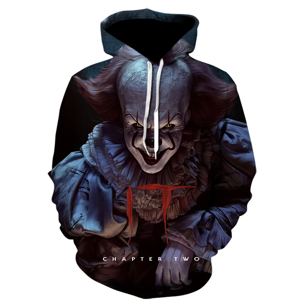 

Winter horror movie 3D printed clown pattern hooded men's and women's sweatshirt all-match pullover hip-hop super Dalian hoodie