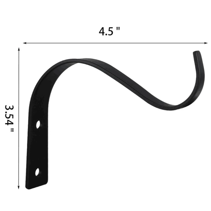 

4.5Inch Bending S Shape Wall Hanging Flower Pot Support Bracket Hook Iron Hanger Plants Holder Balcony Home Decoration