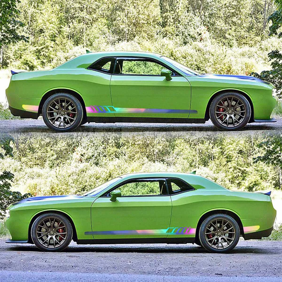 

2pcs/set Stripe Style Side Stripe Trims 225x11.5cm Car Both Body Sticker DIY Decal Vinyl Film For Audi For Ford Car Accessories