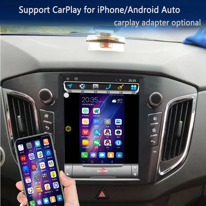 

10,4 дюймовый экран Tesla Creta радио, Carplay,IPS Android автомобильный GPS для Hyundai IX25 автомобильное GPS головное устройство Android радио с 2008-2019