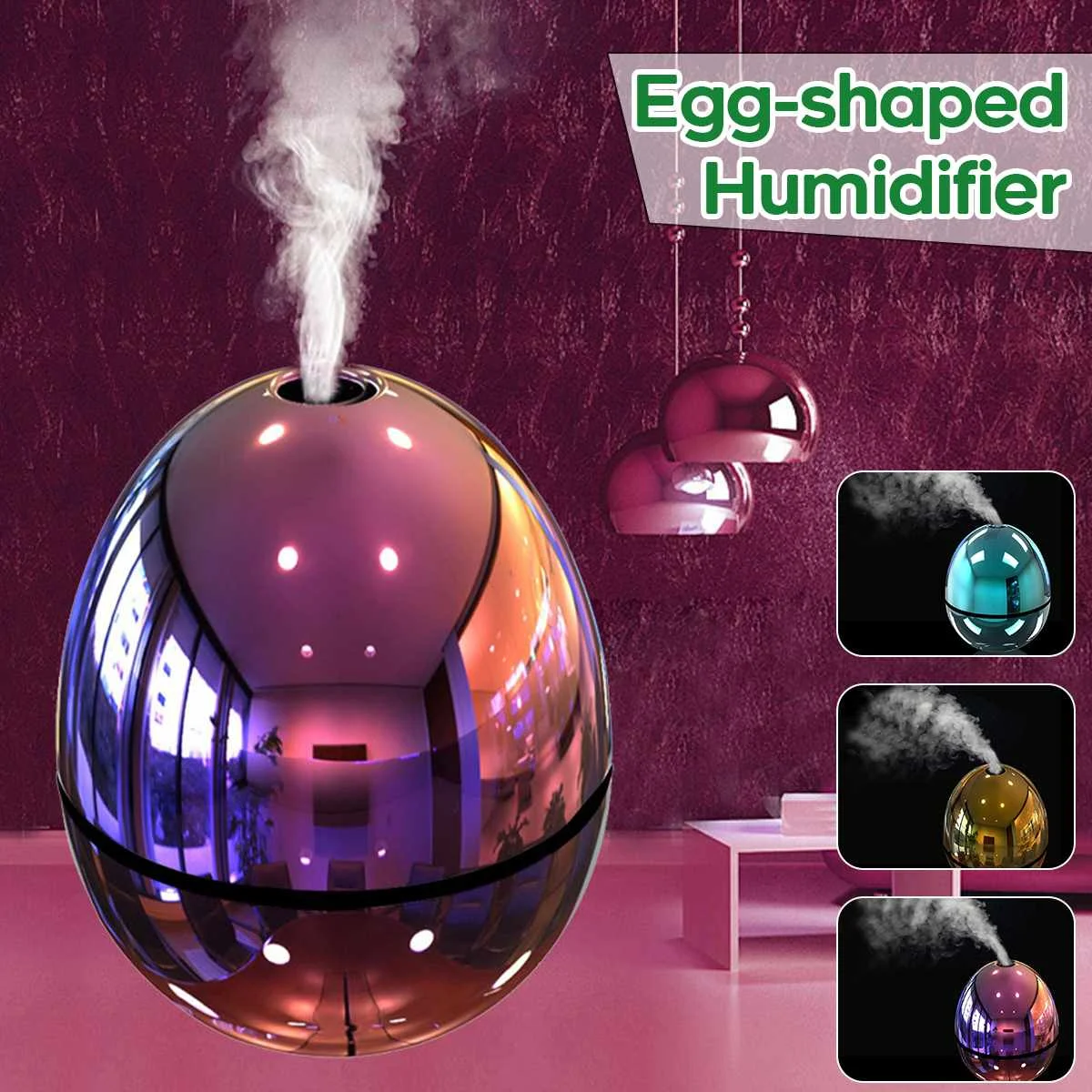 New Air Humidifier USB Electric Portable Egg Shape Humidifier Mini Mist LED Atomizer Air Purifier Diffuser for Home Car Fogger