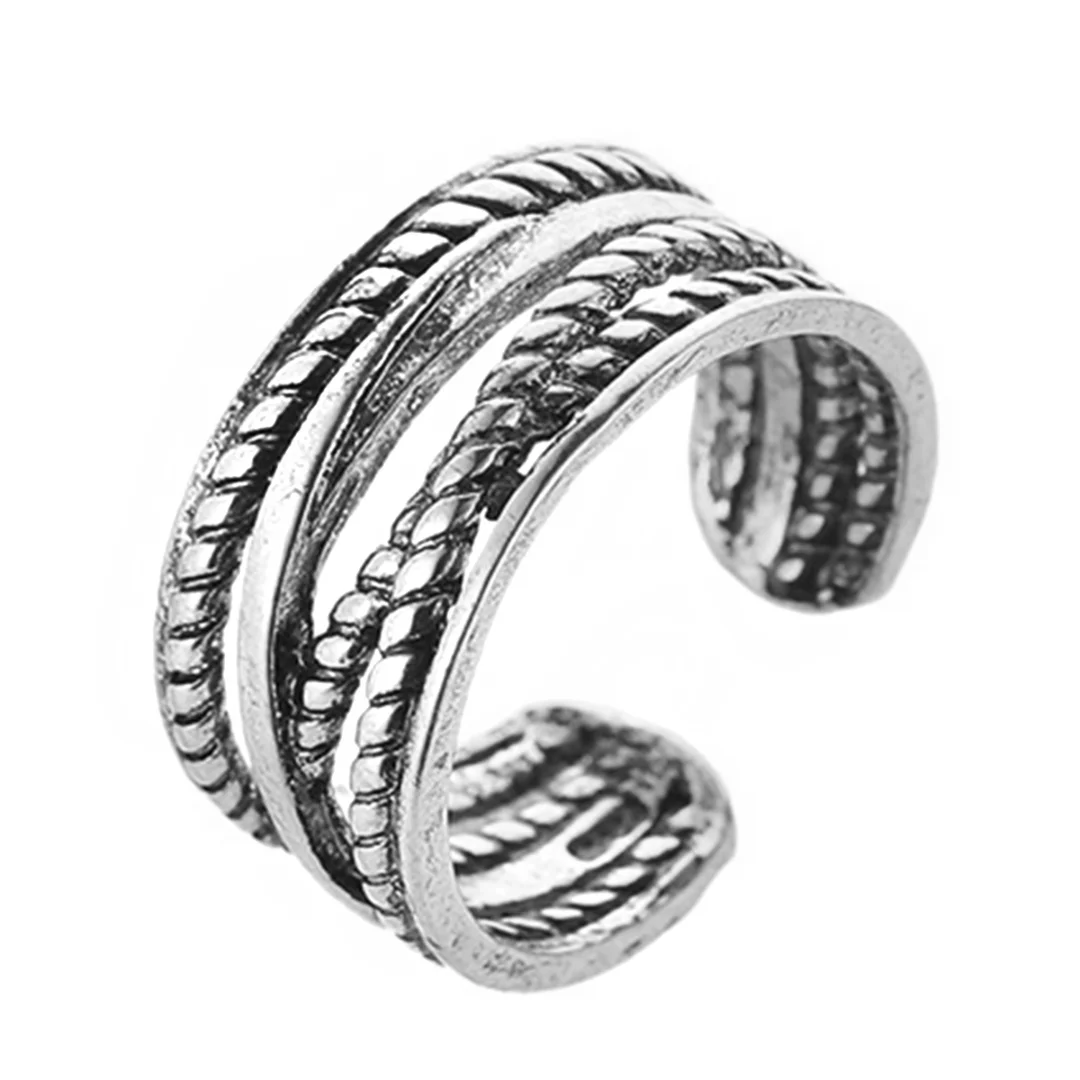 Punk Gothic Twist Rope Shape Resizeable Rings For Women Men Vintage Handmade Thumb Band Open Ring Adjustable Jewelry bague | Украшения и