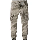 Брюки мужские однотонные, джоггеры, повседневные Прямые брюки из 100% хлопка со множеством карманов, спортивные штаны до щиколотки, брюки-карго