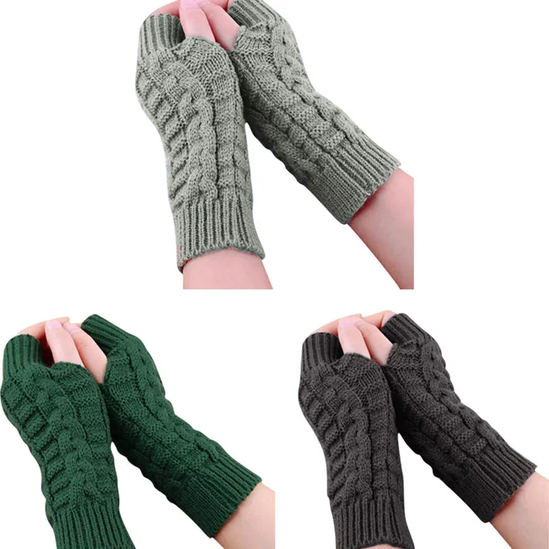

Новые модные зимние перчатки с коротким рукавом для мужчин и женщин теплые варежки вязаные крючком перчатки без пальцев для женщин толстые ...