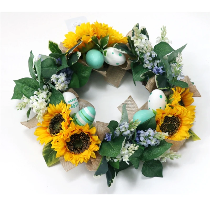

Easter Decorations Artificial Eggs Sunflower Wreath Hanging Garland Wall Door Ornaments Wedding Party Decor