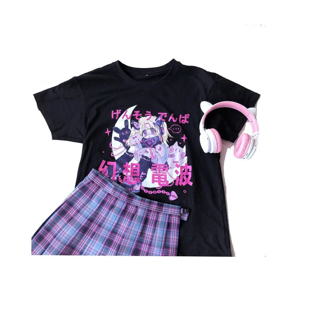 

T-shirts Women Anime Print Loose Steampunk Tee Gothic Female Harajuku Summer Clothing y2k