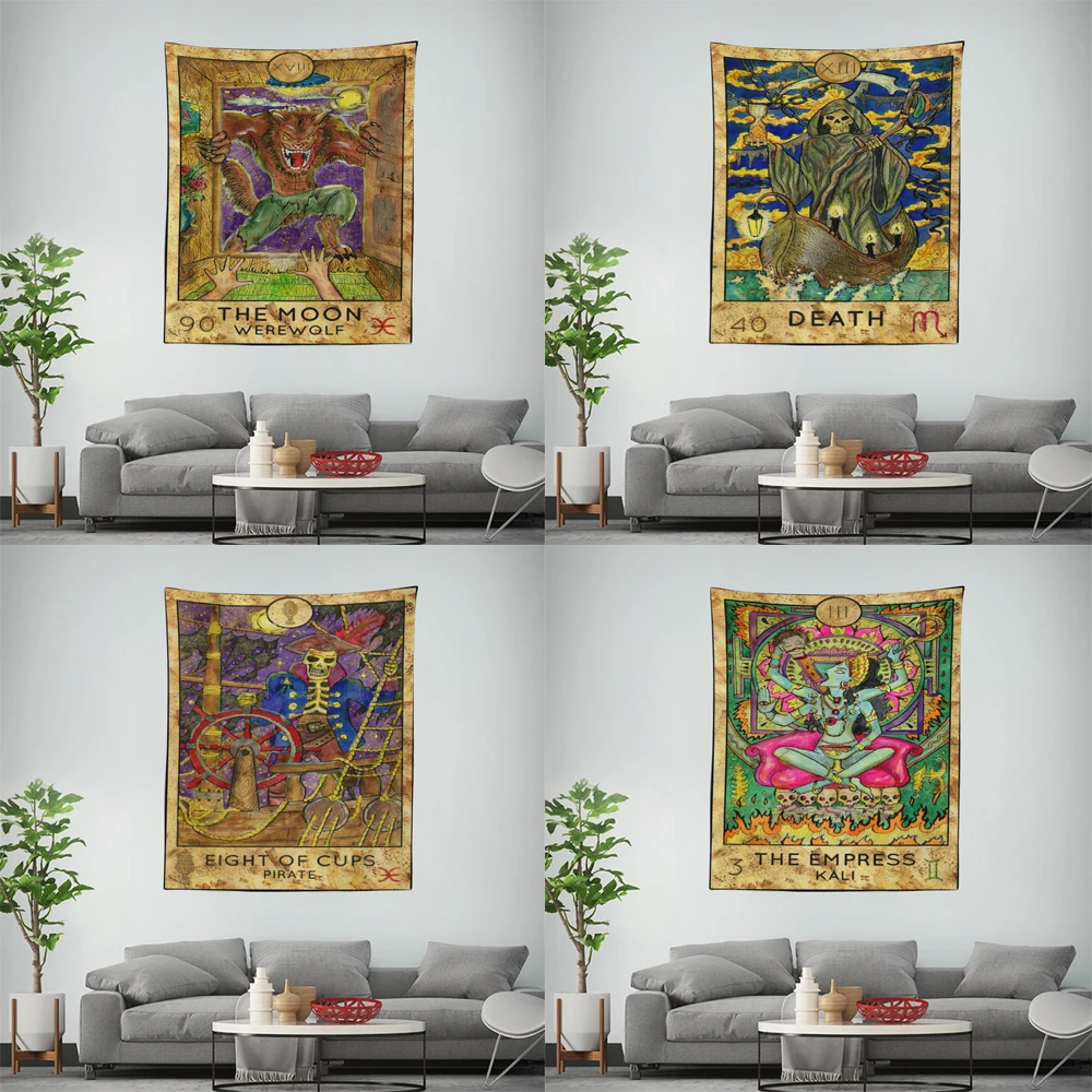 

Tarot Witchcraft Tapestry Wall Hanging Boho Decor Moon Wall Cloth Tapestries Witchcraft Psychedelic Wall Tapestry Carpet Decor