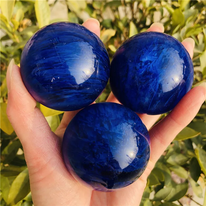 5 см натуральный кварцевый кристалл синий плавильный хрустальный шар украшение