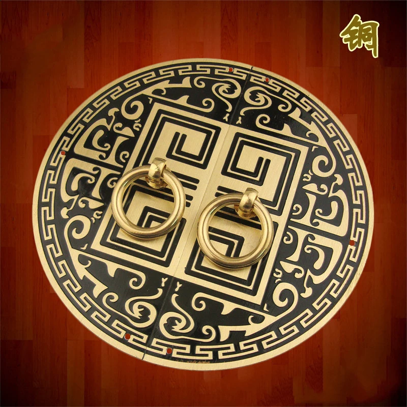 

2pcs/pair Antique Chinese Brass Knobs and Handles Pattern Pure Copper Door Drawer Pulls Cabinet Knobs Furniture Hardware