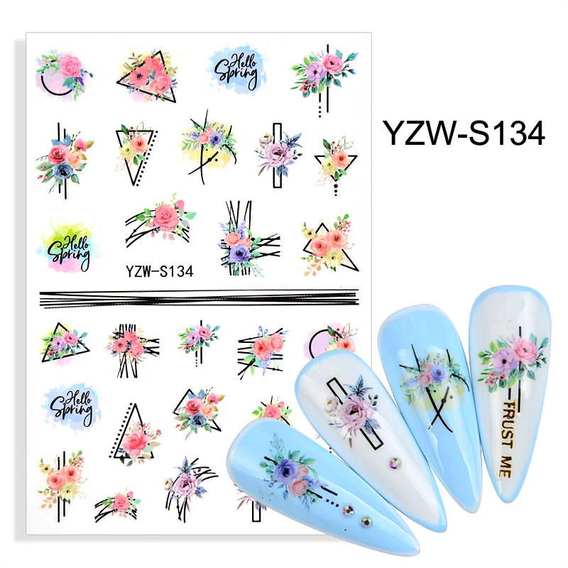 

2021 Newest Butterfly Nail Sticker Rose Flower Abstract Lady Face Designs Nail Art Decorations Manicure Stickers for Nails