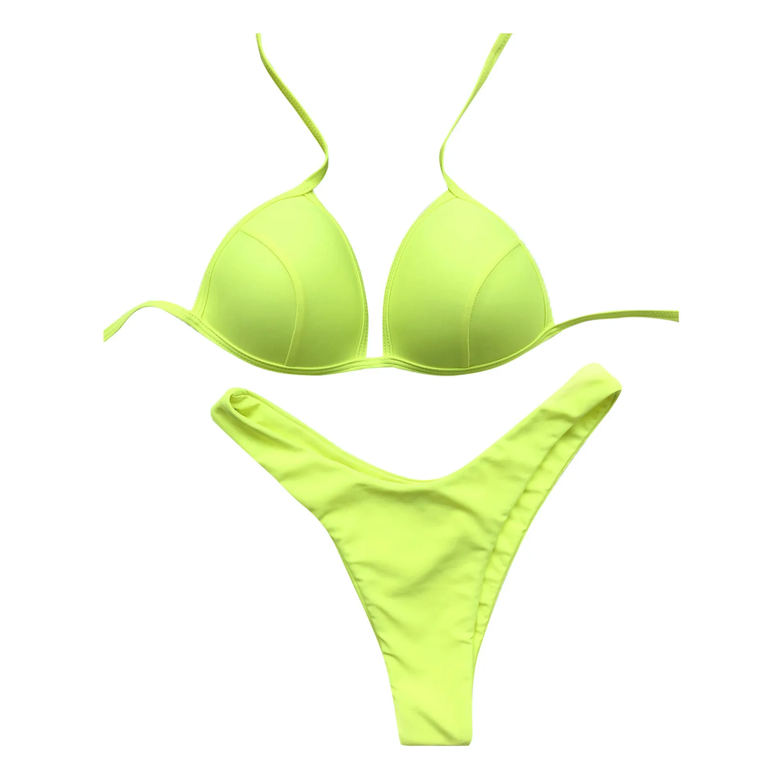

Women Bathing Suits Bikini Sexy Solid Color Set Swimsuit Two Piece Filled Bra Swimwear Beachwear Summer Female Seaside Vacation