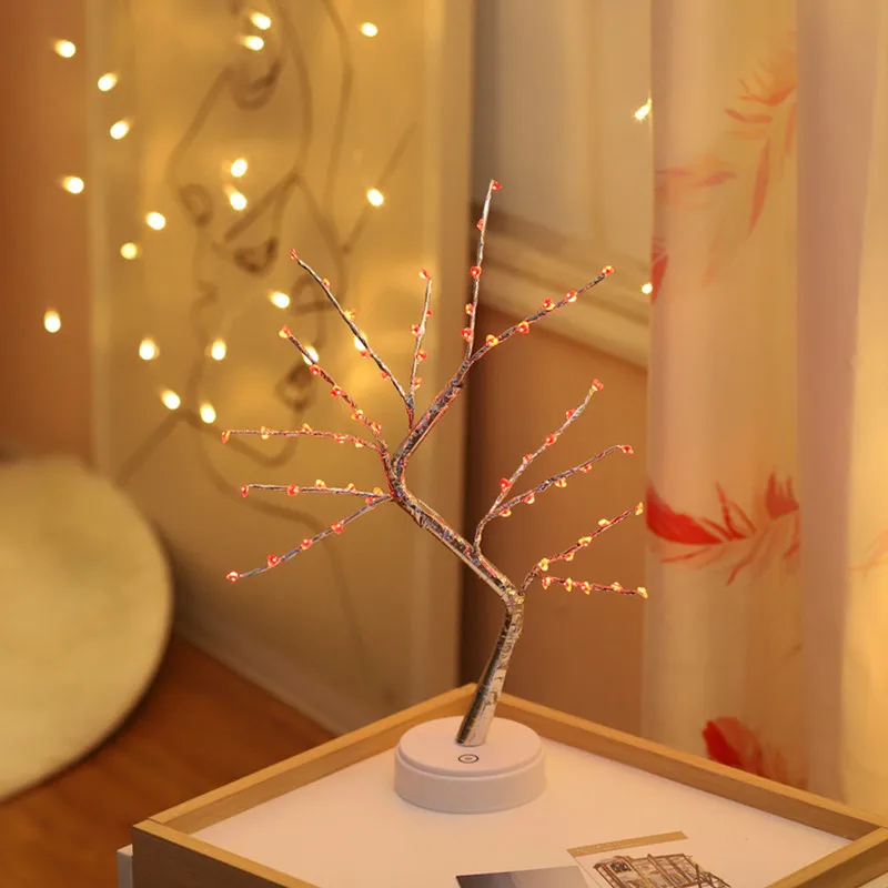 

Led Copper Wire Light Tree Light Touch Switch Star Usb Night Light Romantic Decoration Bedroom Lighting (without Battery)