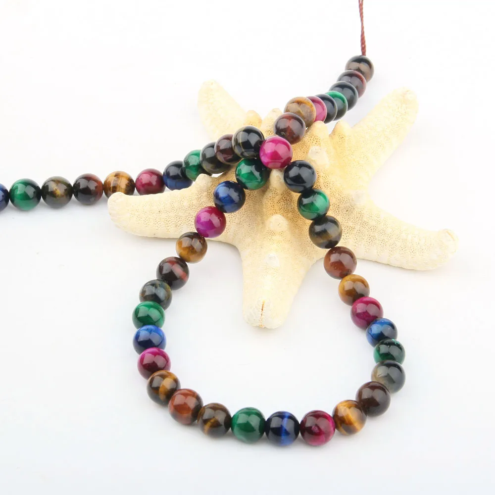 

Natural Stone Multicolor Tiger Eye Round Loose Beads For Jewelry Making 6 8 10 12 14mm DIY Bracelet Necklace Accessories 36cm