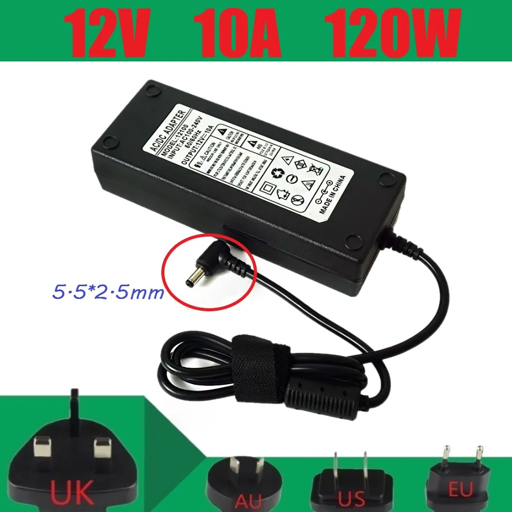 

12V10A New AC 100V-240V Converter power Adapter DC 12V 10A Power Supply EU/US/UK Plug DC 5.5*2.5mm LED light power adapte