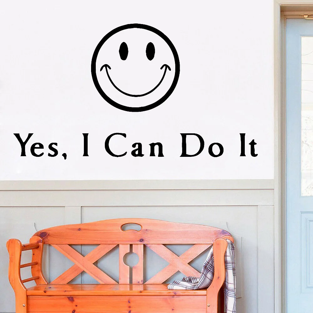 

Smile Wall Stickers Company Office Interior Wall Decor Yes I Can Do It Motivational Quotes Vinyl Teen Room Wall Decals Y473