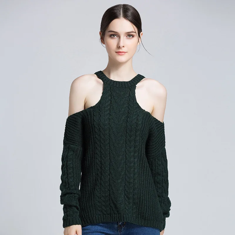 

Fashion New Sweater European Women Sexy Strapless Knit Top Pullovers Autumn Winter Ladies Knitted Clothes Knitwear