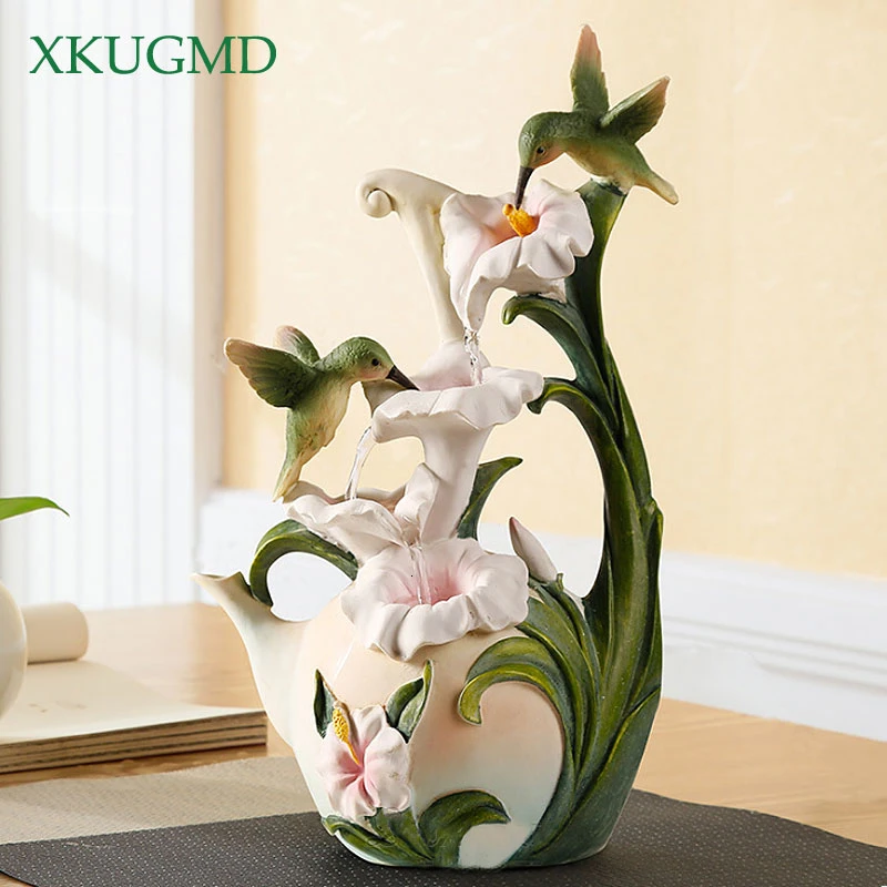 Колибри струящаяся вода украшение для дома гостиной рабочего стола из смолы