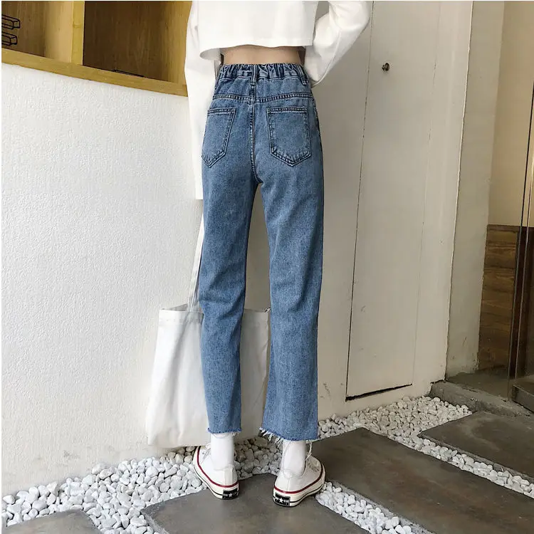 

Spring Korean version ins high waist jeans for female students