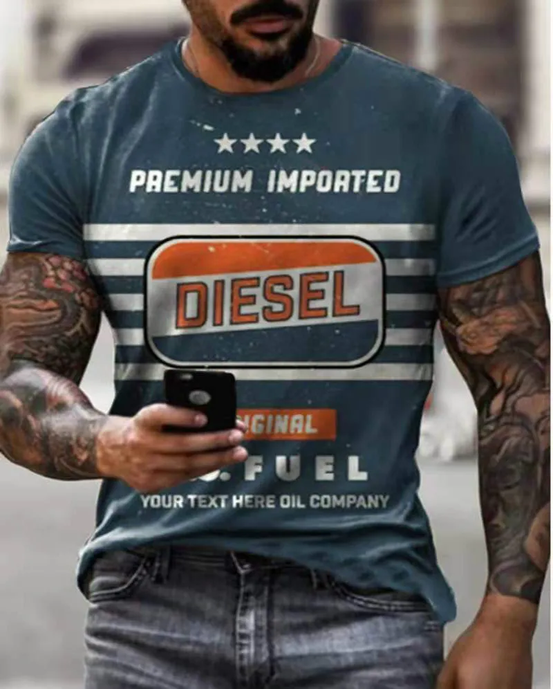 

Retro short-sleeved men's T-shirt ethnic letters 3D printing fashion breathable Harajuku clothes retro oversized summer new styl