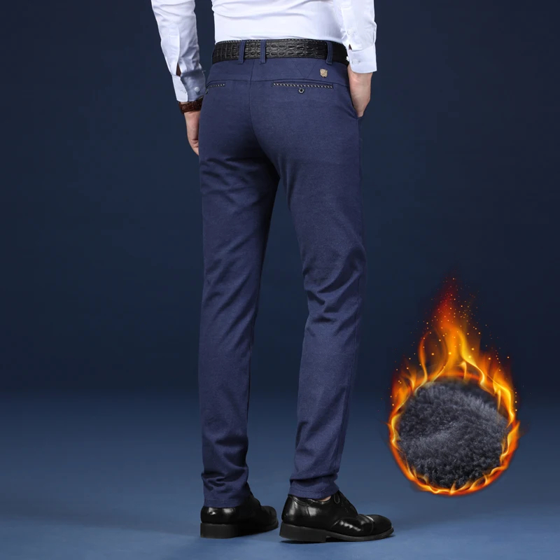 

Add velvet and heavy trousers for men 2020 new Slim trousers for men in winter business suit Black, blue