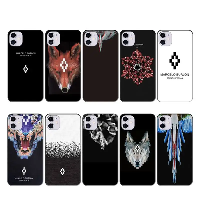 Роскошный брендовый чехол Marceloes Burlon Fundas Coque для IPhone 11 Case 12 Mini XS Max XR 7 8 6s Plus