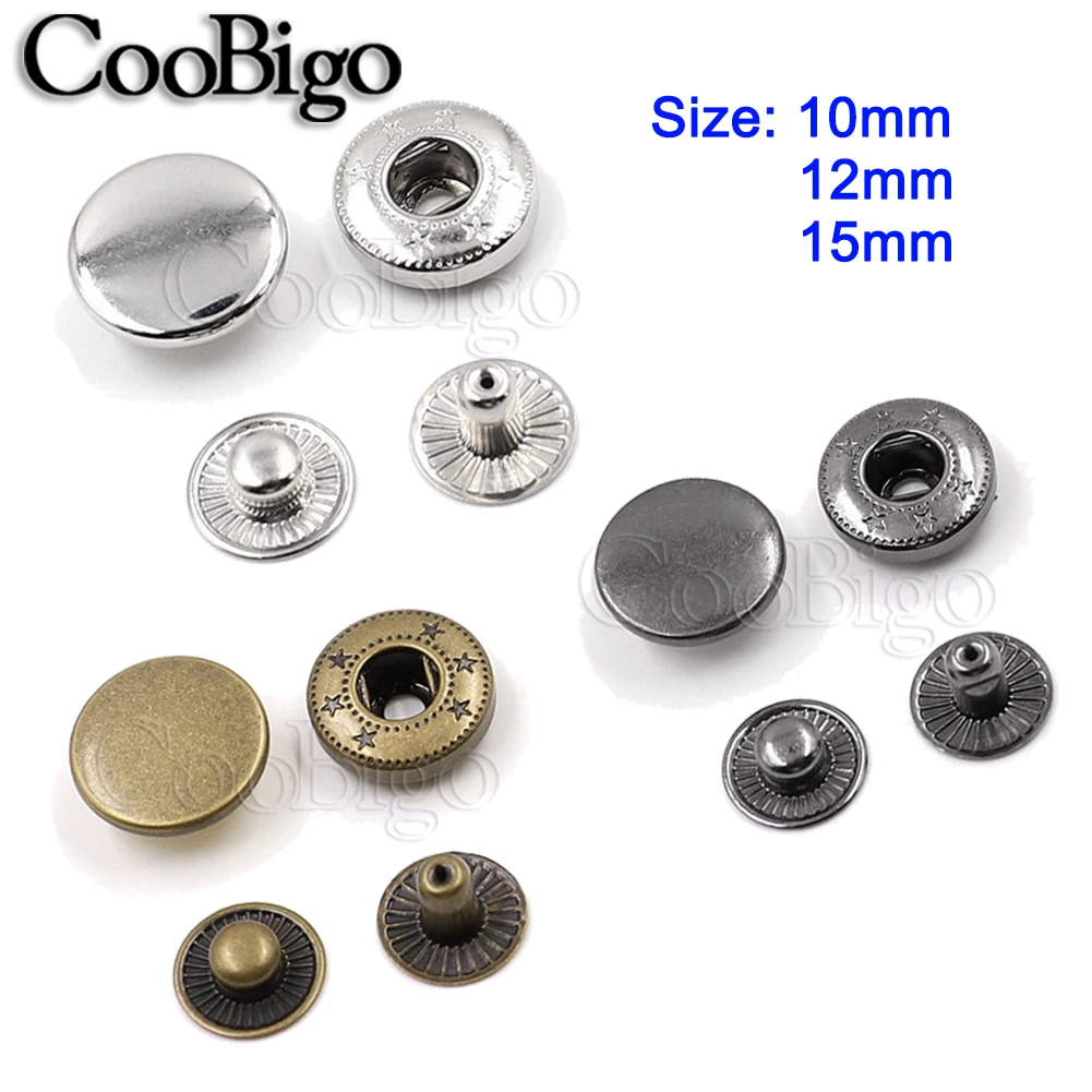 12 металлических пресс шпильки пришивания пуговиц застежки кнопки для шитья кожи