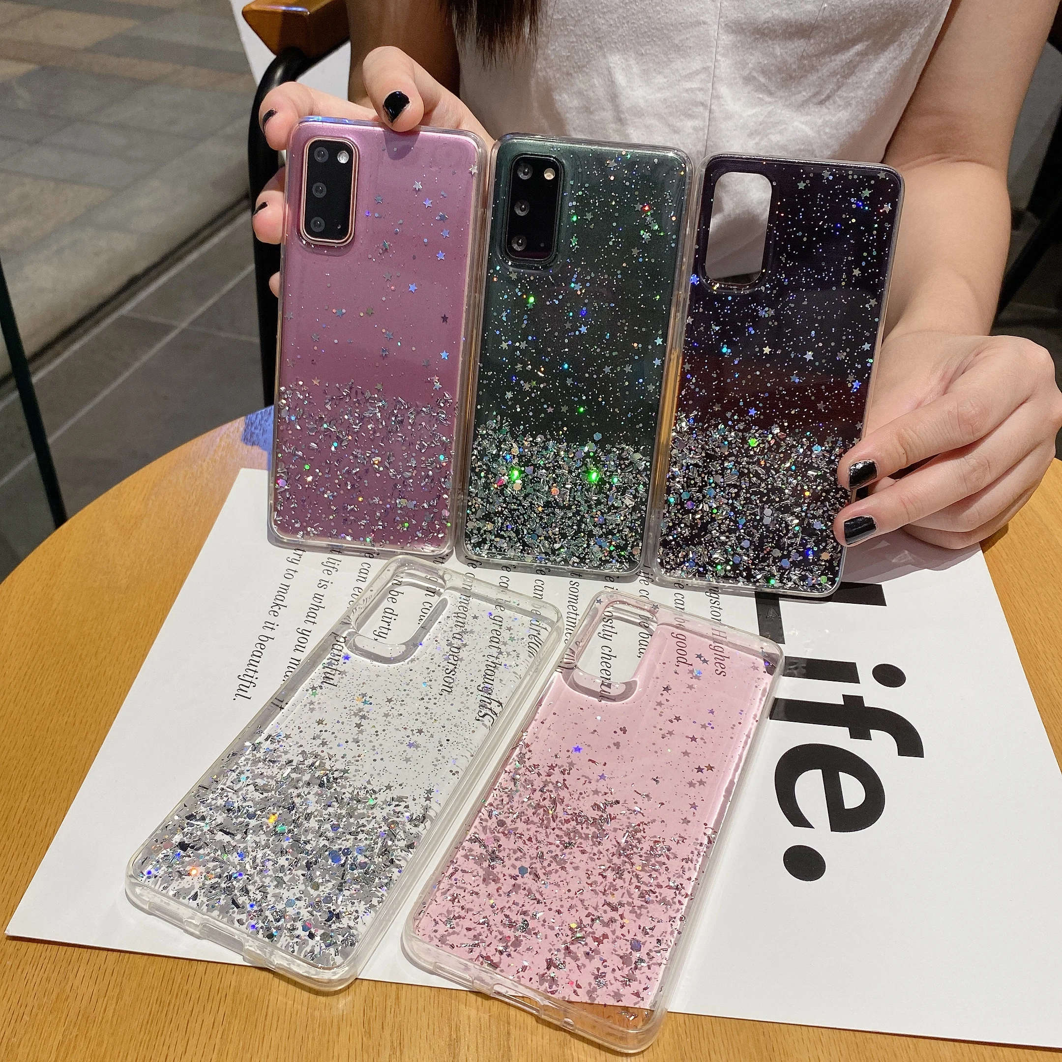 

Sequins Glitter Phone Case For iPhone 11 12 Pro Max XR X Xs Max Apple iPhone 7 8 6 6s Plus SE2020 Transparent Soft Cover Cases
