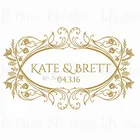 Персонализированные названия Свадебная наклейка Добро Пожаловать Знак зеркальный винил стикер s Цветы Листья Шаблон Стикер танцпол искусство AC277