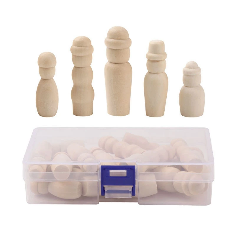

20Pcs 60MM/5M/50MM/42MM/35MM Peg Doll Wooden Craft Art DIY Scrawl Kids Paint Toy for House Decorative