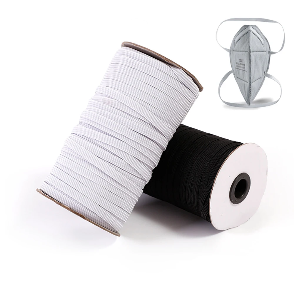 Эластичная лента для масок белая черная 3 мм 6 100 ярдов|Резинки| |