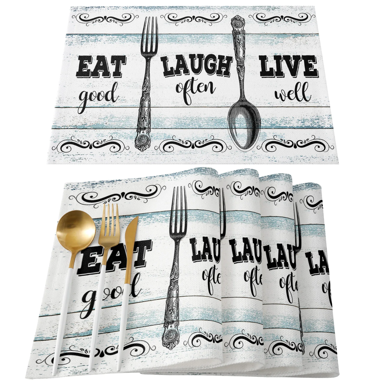 Водонепроницаемая скатерть в стиле ретро для кухни вилки ложки древесины