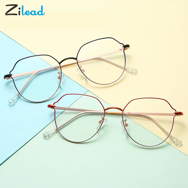 

Zilead Irregular Frames Anti-Blue Light Spectacles Metal Frame Fashion Ultra-Light Blue Black Gold Silver For Women Men Unisex